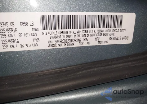 2010 Chrysler Town & Country Touring z USA, uszkodzony, nr VIN 2A4RR5D12AR428246